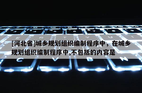 [河北省]城鄉規劃組織編制程序中，在城鄉規劃組織編制程序中,不包括的內容是
